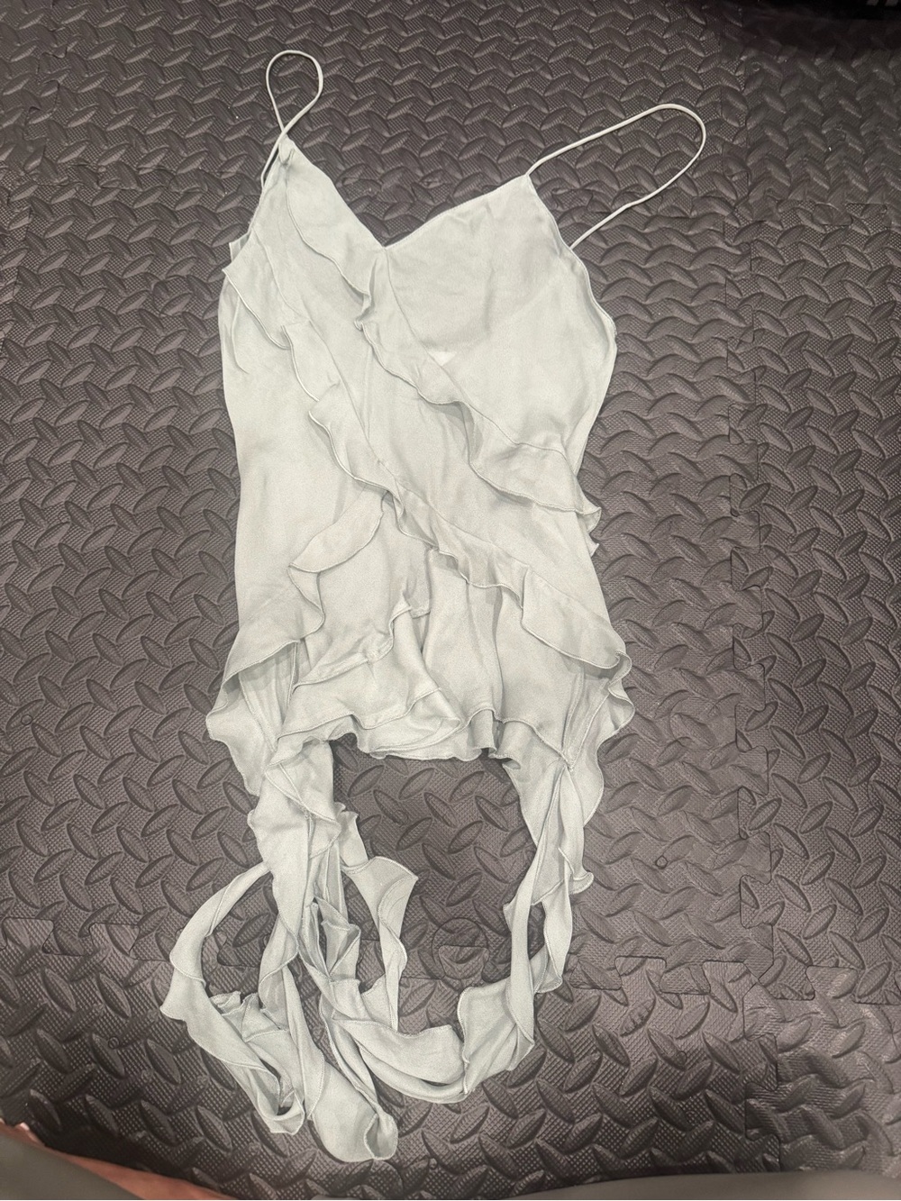 Zara Light Gray Ruffled Spaghetti Strap Camisole